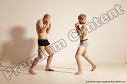 Underwear Martial art Man - Man White Moving poses Slim Short Blond Dynamic poses Academic